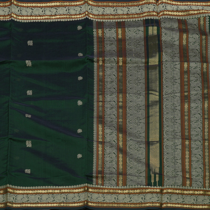 Hayagrivas Handloom Pure Silk Cotton Saree in regal Bottle Green KBE1083I5-1