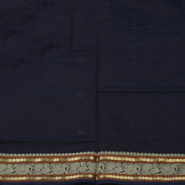 Hayagrivas Midnight Blue Pure Silk Cotton Saree KBE1083I5-2