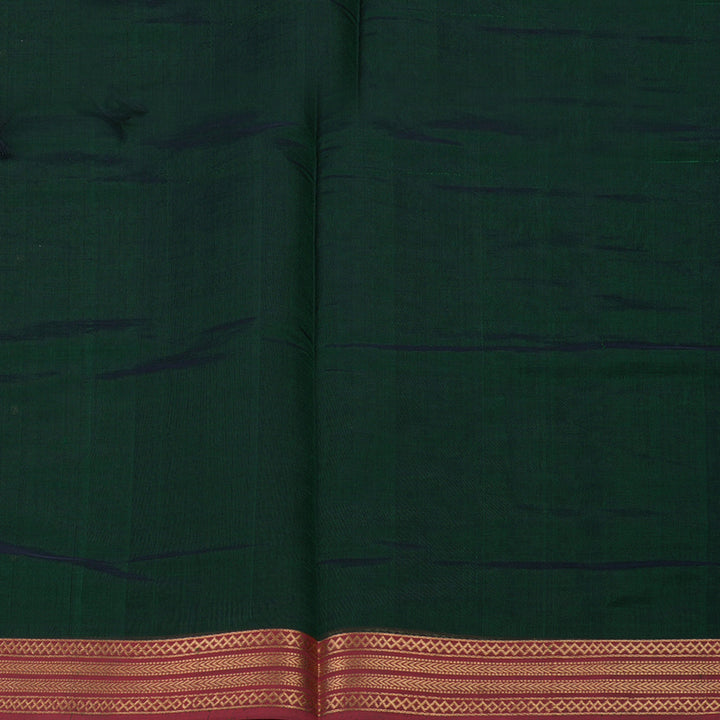 Hayagrivas Peacock Green Pure Kanchi Silk Cotton Saree with Maroon Border KBE1083I5-8