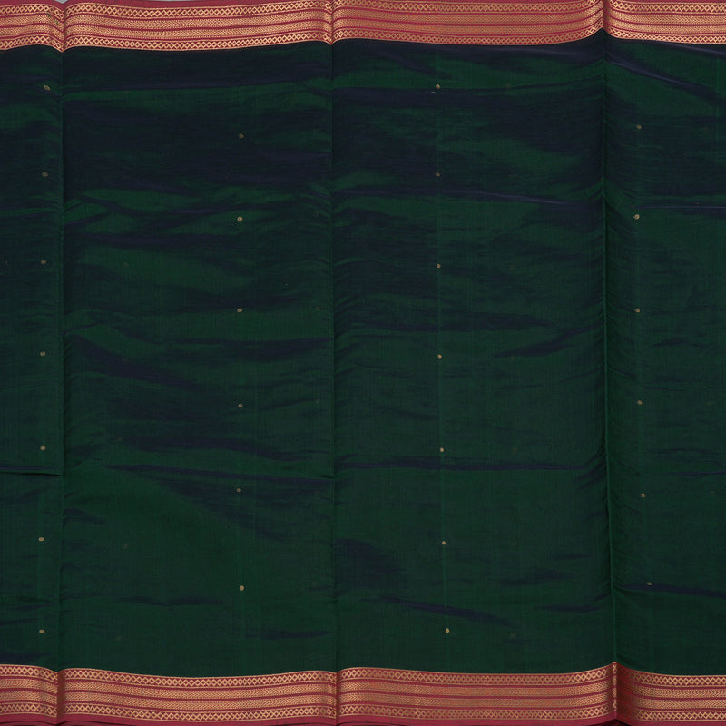 Hayagrivas Peacock Green Pure Kanchi Silk Cotton Saree with Maroon Border KBE1083I5-8