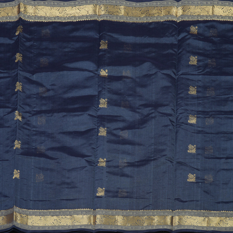 Hayagrivas Bluish Grey Pure Silk Cotton Saree KBE1083I6-5