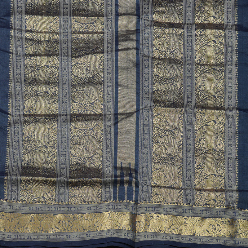 Hayagrivas Bluish Grey Pure Silk Cotton Saree KBE1083I6-5