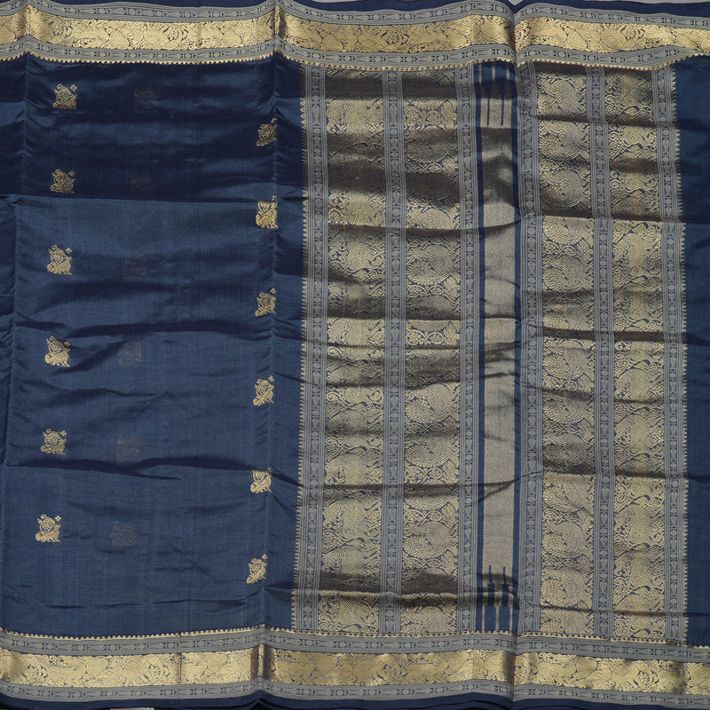 Hayagrivas Bluish Grey Pure Silk Cotton Saree KBE1083I6-5