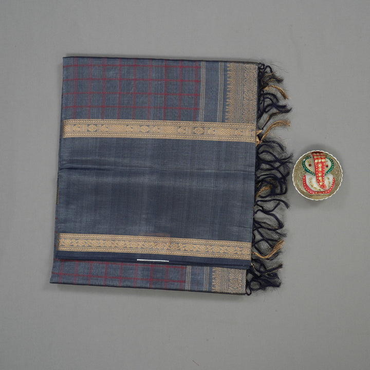 Hayagrivas Grey Pure Silk Cotton Saree KBE1083I7-1