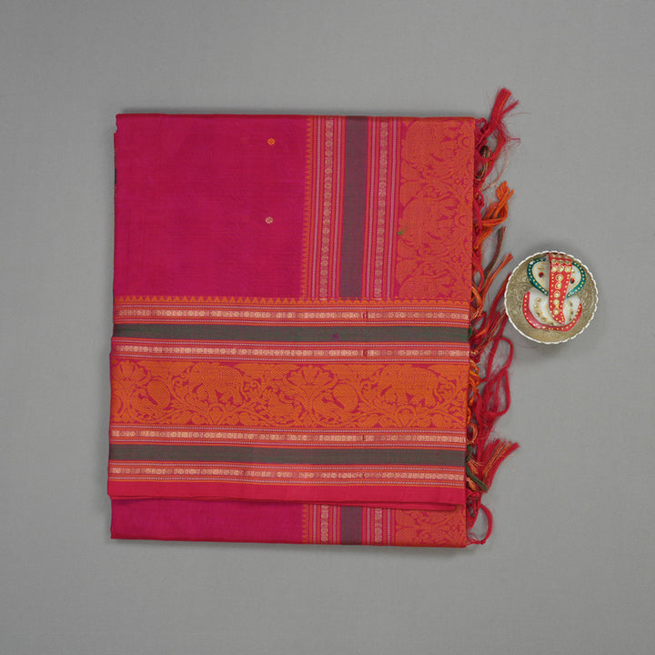 Hayagrivas Handloom Dark Pink Silk Cotton Saree KBE1083I7-3