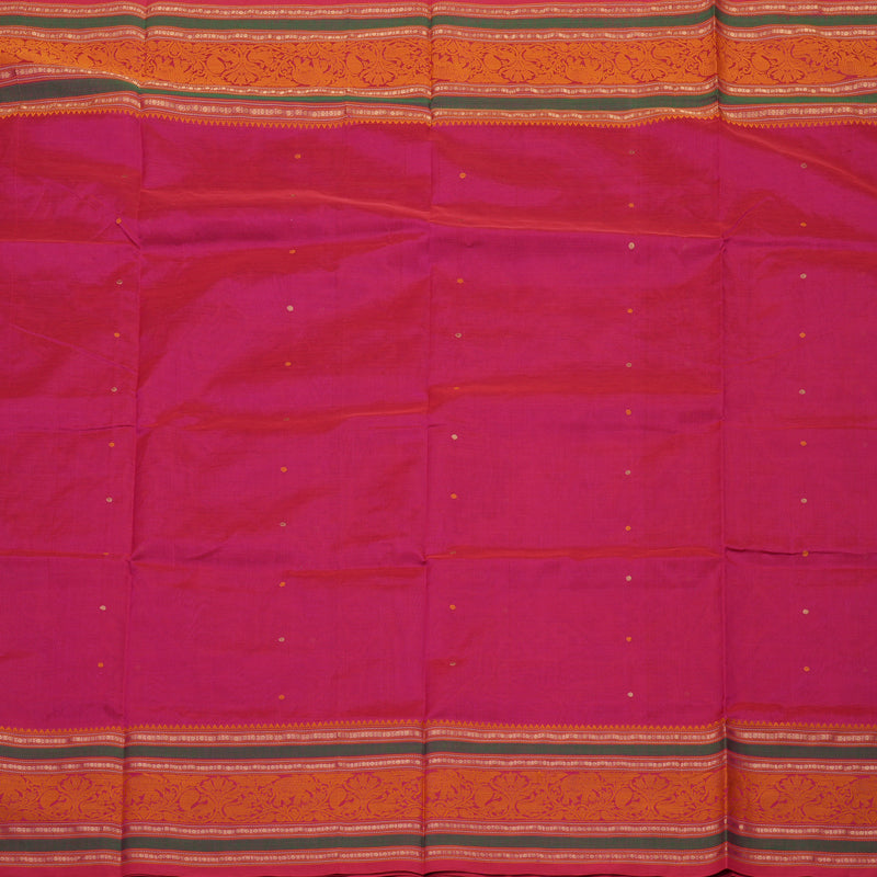 Hayagrivas Handloom Dark Pink Silk Cotton Saree KBE1083I7-3