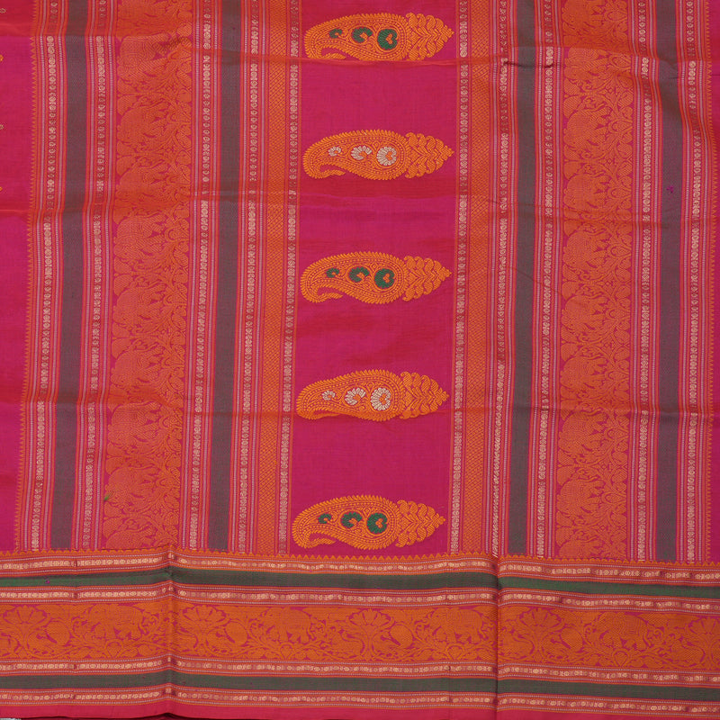 Hayagrivas Handloom Dark Pink Silk Cotton Saree KBE1083I7-3