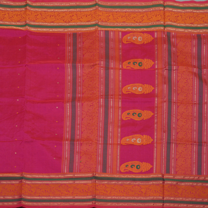 Hayagrivas Handloom Dark Pink Silk Cotton Saree KBE1083I7-3