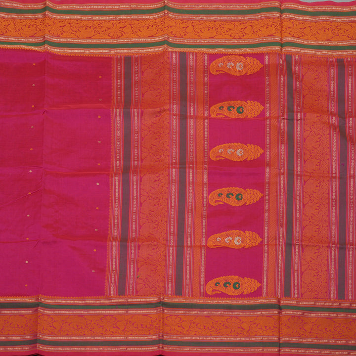 Hayagrivas Handloom Dark Pink Silk Cotton Saree KBE1083I7-3