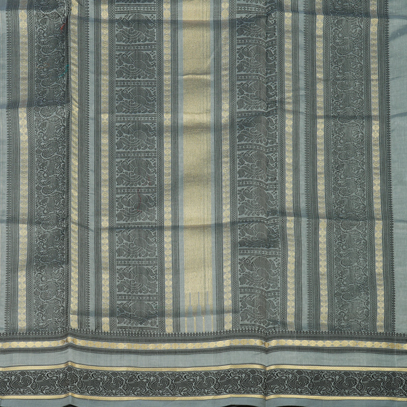 Hayagrivas Handloom Silver Grey Pure Silk Cotton Saree KBE1083I7-6