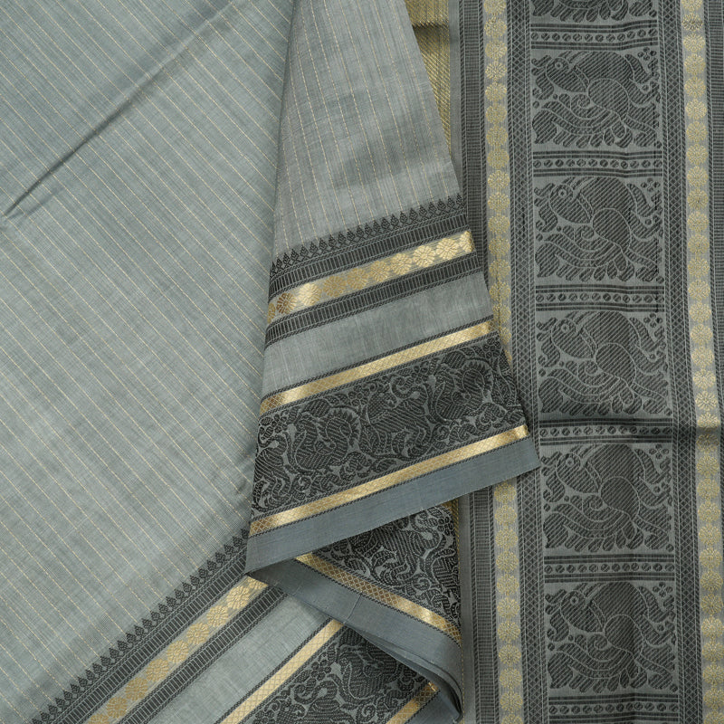 Hayagrivas Handloom Silver Grey Pure Silk Cotton Saree KBE1083I7-6