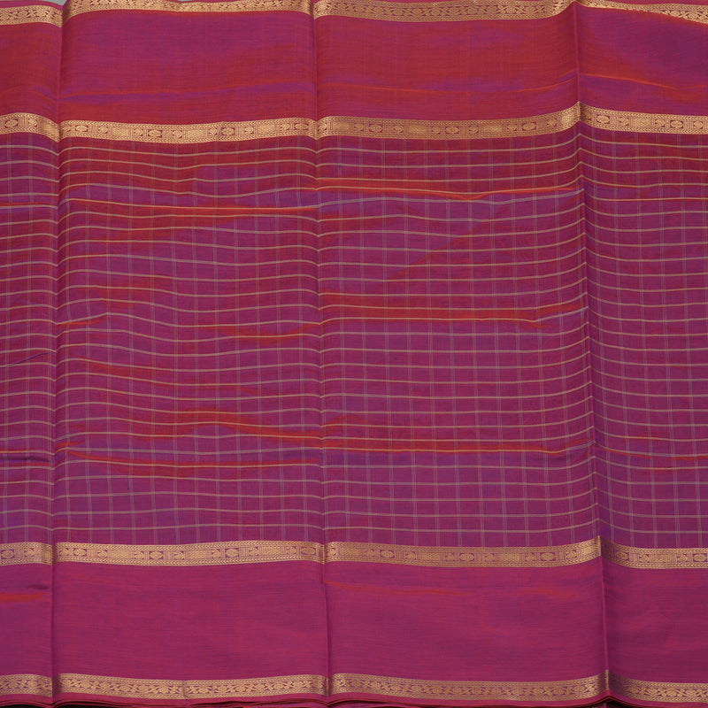 Hayagrivas Dual Tone (Red & Purple) Pure Silk Cotton Saree with Dual Tone (Red & Purple) Border KBE1083I7-9