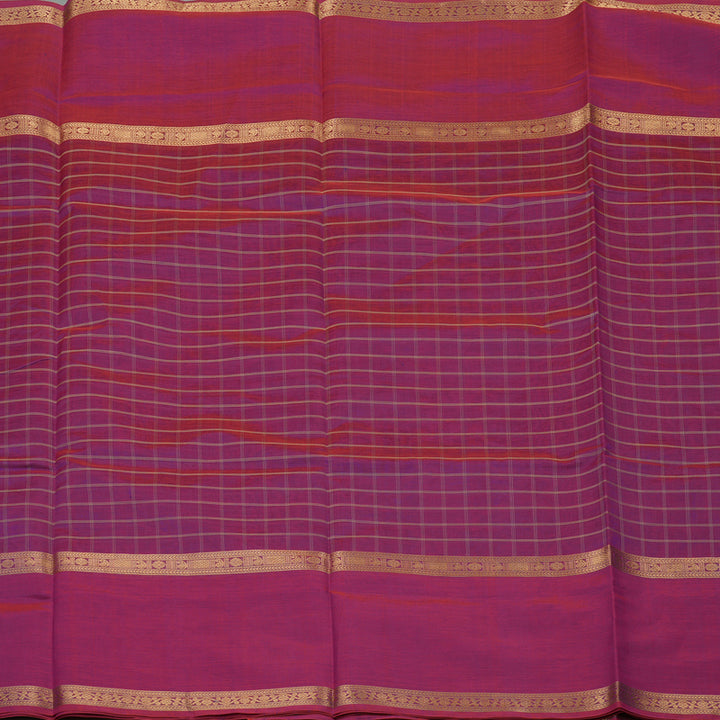 Hayagrivas Dual Tone (Red & Purple) Pure Silk Cotton Saree with Dual Tone (Red & Purple) Border KBE1083I7-9