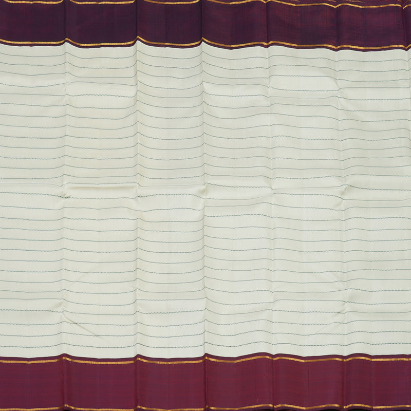Hayagrivas Handloom Half White Kanjivaram Silk Saree with Wine Maroon border KBE1086I1-1