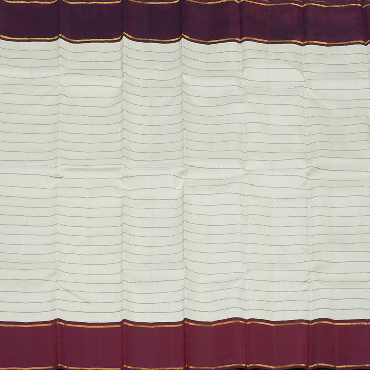 Hayagrivas Handloom Half White Kanjivaram Silk Saree with Wine Maroon border KBE1086I1-1