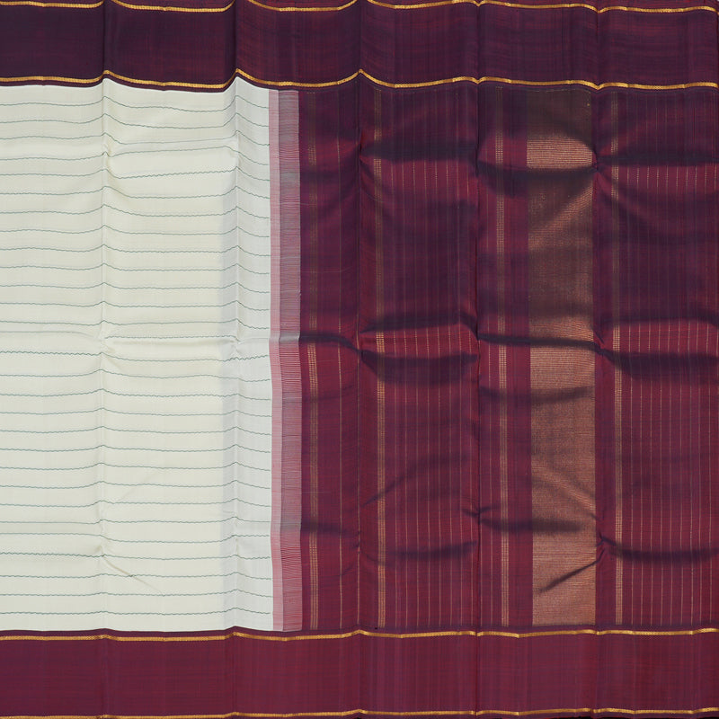 Hayagrivas Handloom Half White Kanjivaram Silk Saree with Wine Maroon border KBE1086I1-1