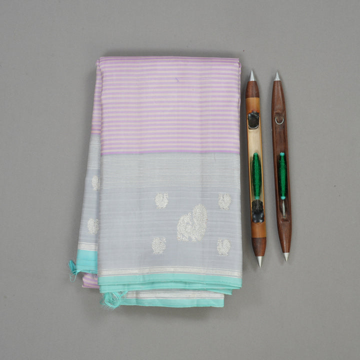 Hayagrivas Handloom Lilac Kanjivaram Silk Saree with Pale Lilac Border KBE1086I2-1