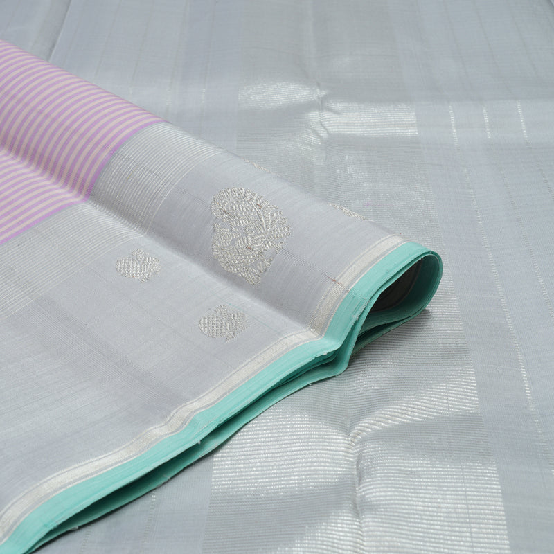 Hayagrivas Handloom Lilac Kanjivaram Silk Saree with Pale Lilac Border KBE1086I2-1