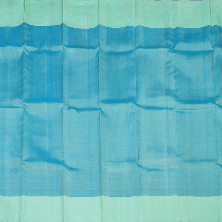 Hayagrivas Handloom Powder Blue Kanjivaram Silk Saree with Pastel Green Border KBE1086I3-1