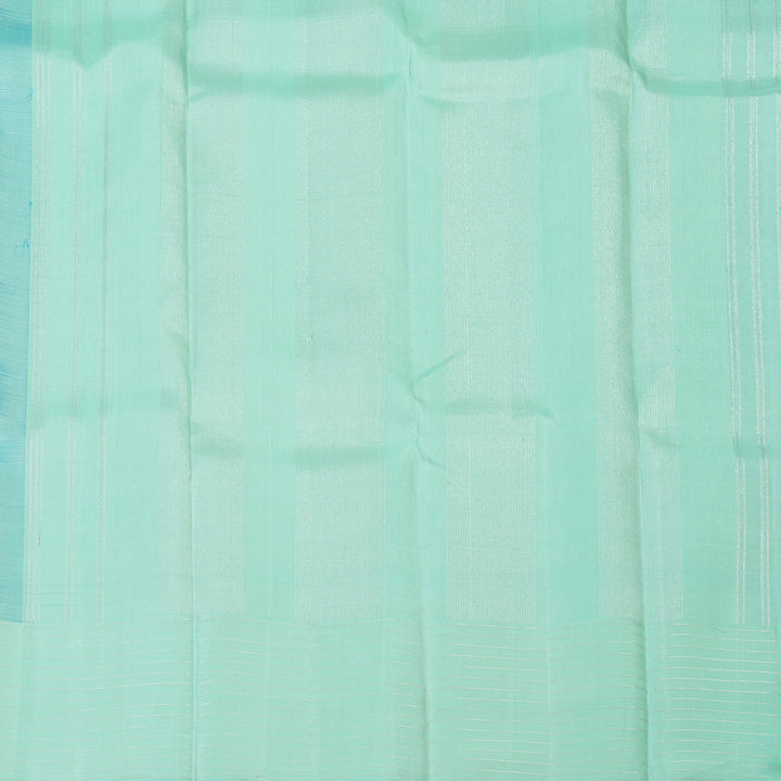 Hayagrivas Handloom Powder Blue Kanjivaram Silk Saree with Pastel Green Border KBE1086I3-1