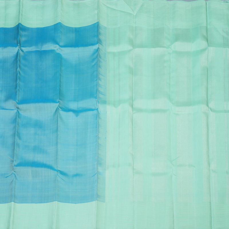 Hayagrivas Handloom Powder Blue Kanjivaram Silk Saree with Pastel Green Border KBE1086I3-1