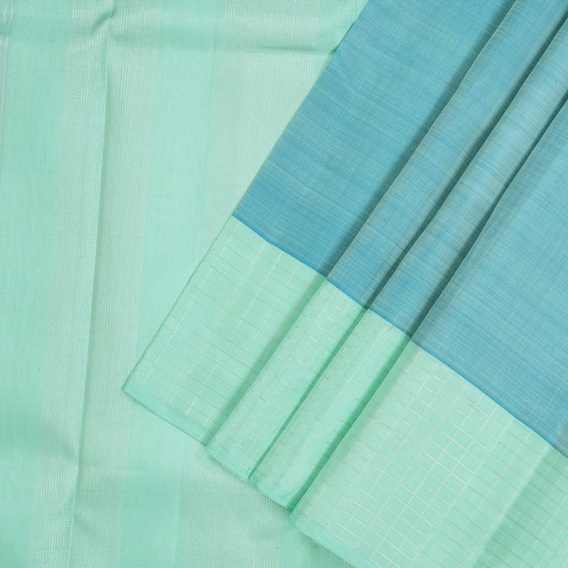 Hayagrivas Handloom Powder Blue Kanjivaram Silk Saree with Pastel Green Border KBE1086I3-1