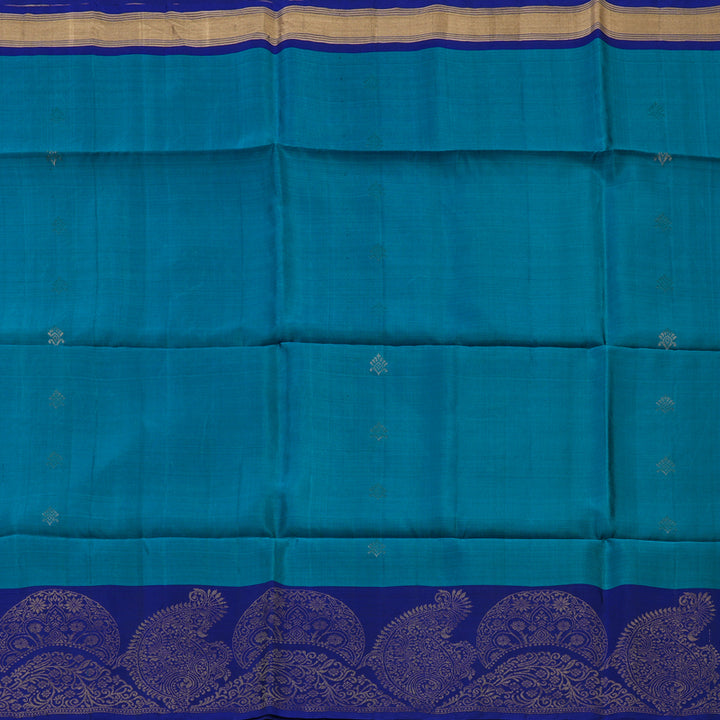 Hayagrivas Rama Blue Pure Soft Silk Saree KBE1087I1-11
