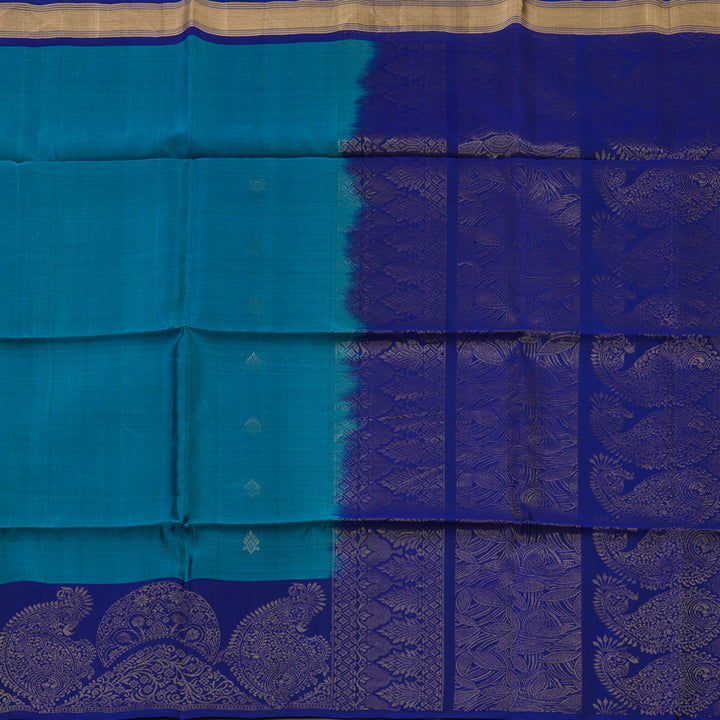 Hayagrivas Rama Blue Pure Soft Silk Saree KBE1087I1-11