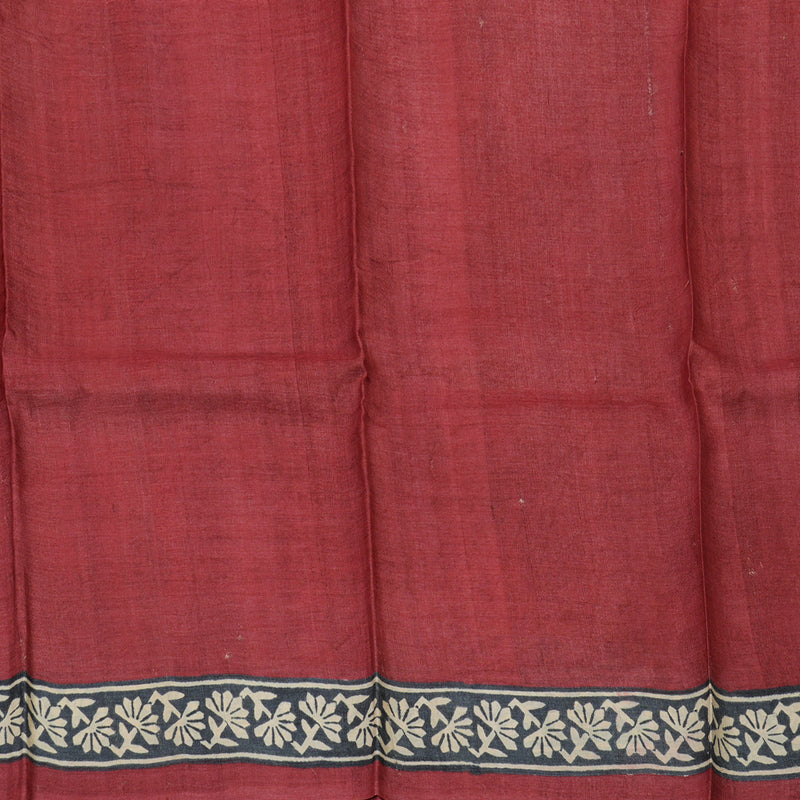 Hayagrivas Burnt Orange Tussar Silk Saree with Red Border KBE1088I4-2