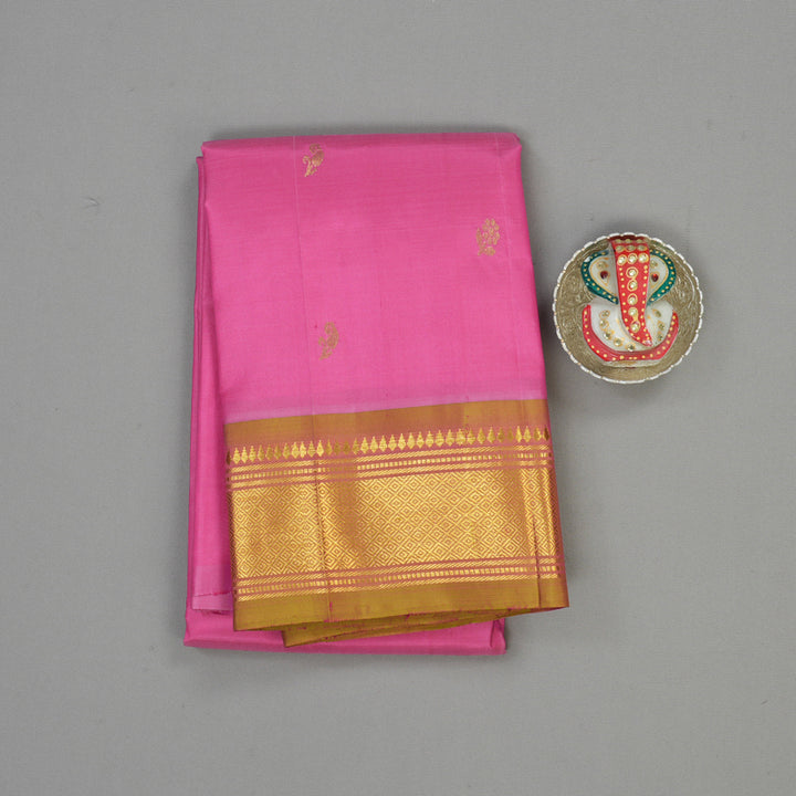 Hayagrivas Pink Pure One Side Border Silk Saree with Mild Green border KBE1089I2-26