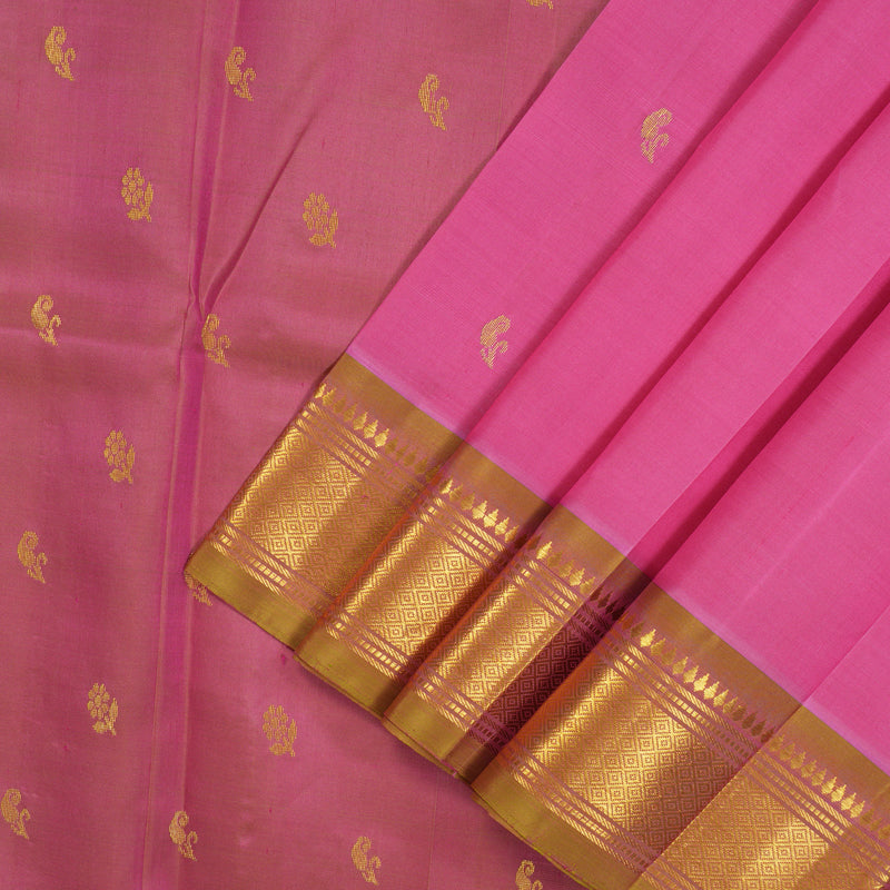 Hayagrivas Pink Pure One Side Border Silk Saree with Mild Green border KBE1089I2-26