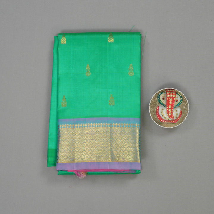 Hayagrivas Handloom Mint Green Kanjivaram Silk Saree with Lavendar Border KBE1089I2-9