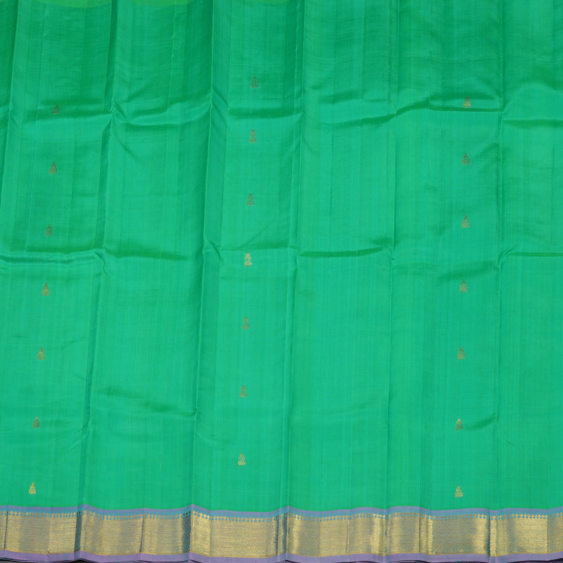Hayagrivas Handloom Mint Green Kanjivaram Silk Saree with Lavendar Border KBE1089I2-9