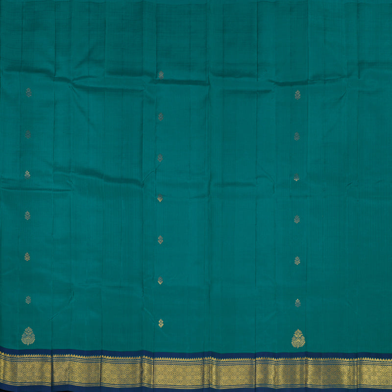 Hayagrivas Handloom Rama Green Kanjivaram Silk Saree with Midnight Blue Border KBE1089I3-15