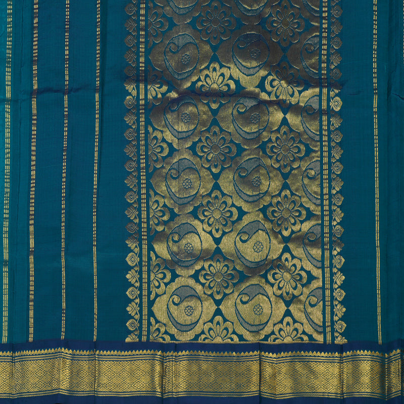 Hayagrivas Handloom Rama Green Kanjivaram Silk Saree with Midnight Blue Border KBE1089I3-15