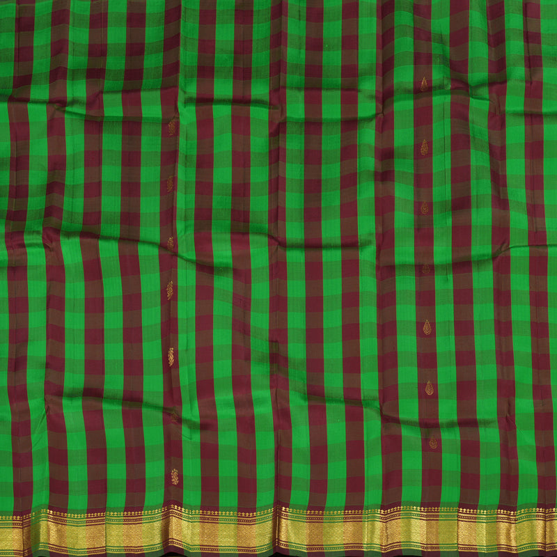 Hayagrivas Multicolour Checks Pure One-sided Border Kanjivaram Silk saree KBE1089I4-4