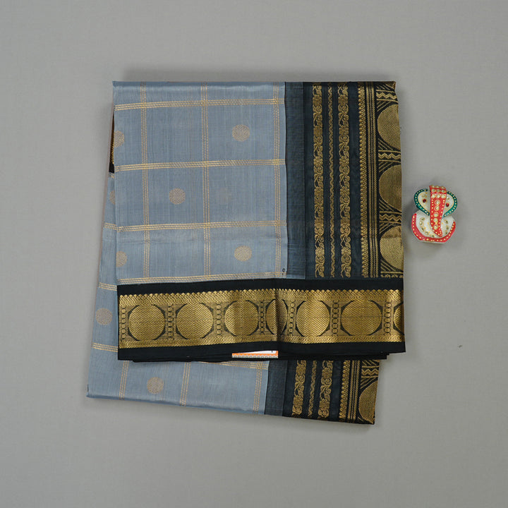 Hayagrivas Handloom Pure Silk Cotton Saree in Enchanting Silver Grey KBE108D1-1