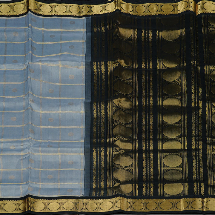 Hayagrivas Handloom Pure Silk Cotton Saree in Enchanting Silver Grey KBE108D1-1