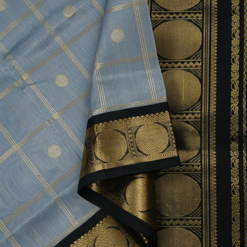 Hayagrivas Handloom Pure Silk Cotton Saree in Enchanting Silver Grey KBE108D1-1