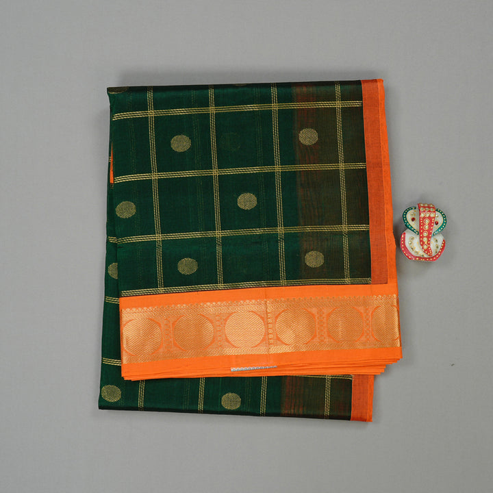 Hayagrivas Handloom Pure Silk Cotton Saree in Strikign Bottle Green KBE108D1-3