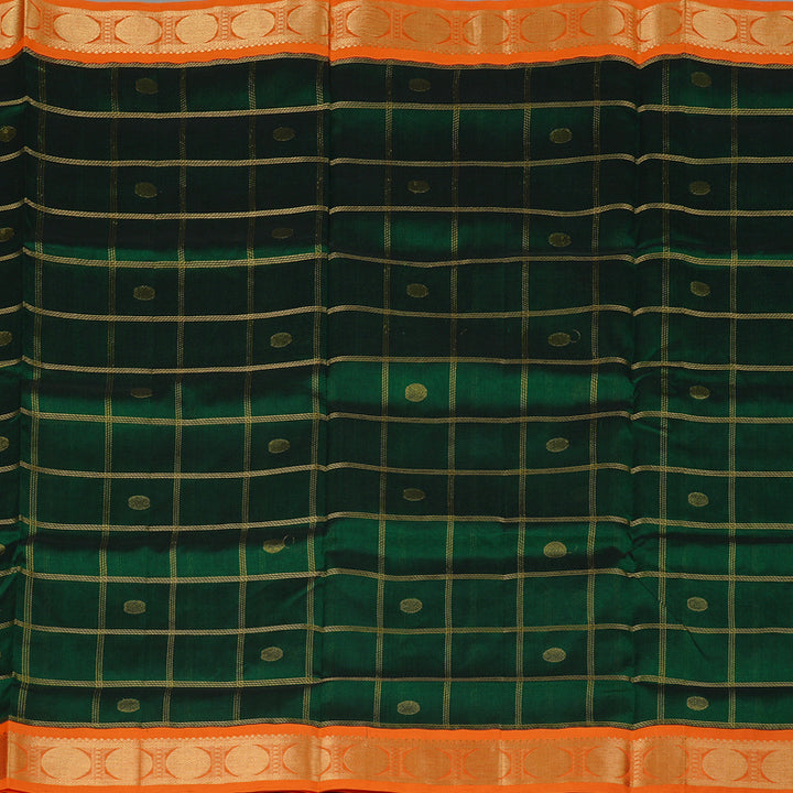 Hayagrivas Handloom Pure Silk Cotton Saree in Strikign Bottle Green KBE108D1-3