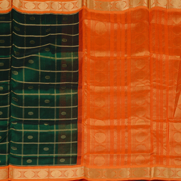 Hayagrivas Handloom Pure Silk Cotton Saree in Strikign Bottle Green KBE108D1-3
