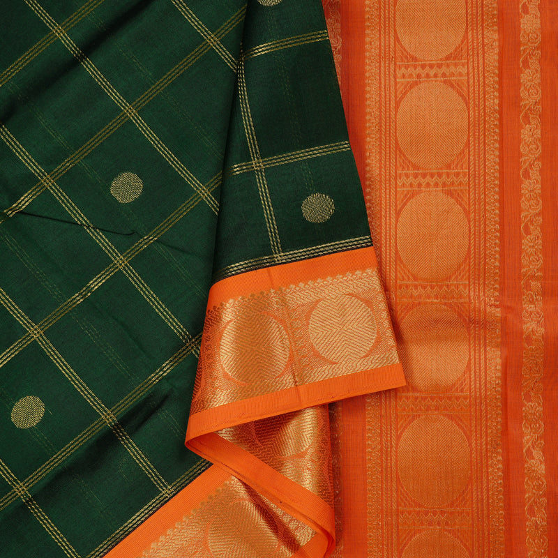 Hayagrivas Handloom Pure Silk Cotton Saree in Strikign Bottle Green KBE108D1-3