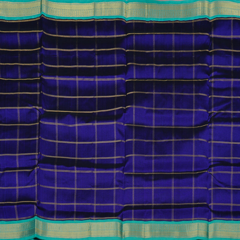 Hayagrivas Blue Handloom Silk Cotton Saree with Sea Blue Border KBE108D4-3