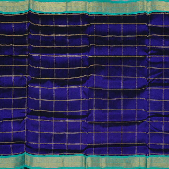 Hayagrivas Blue Handloom Silk Cotton Saree with Sea Blue Border KBE108D4-3