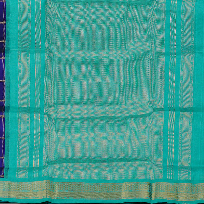 Hayagrivas Blue Handloom Silk Cotton Saree with Sea Blue Border KBE108D4-3