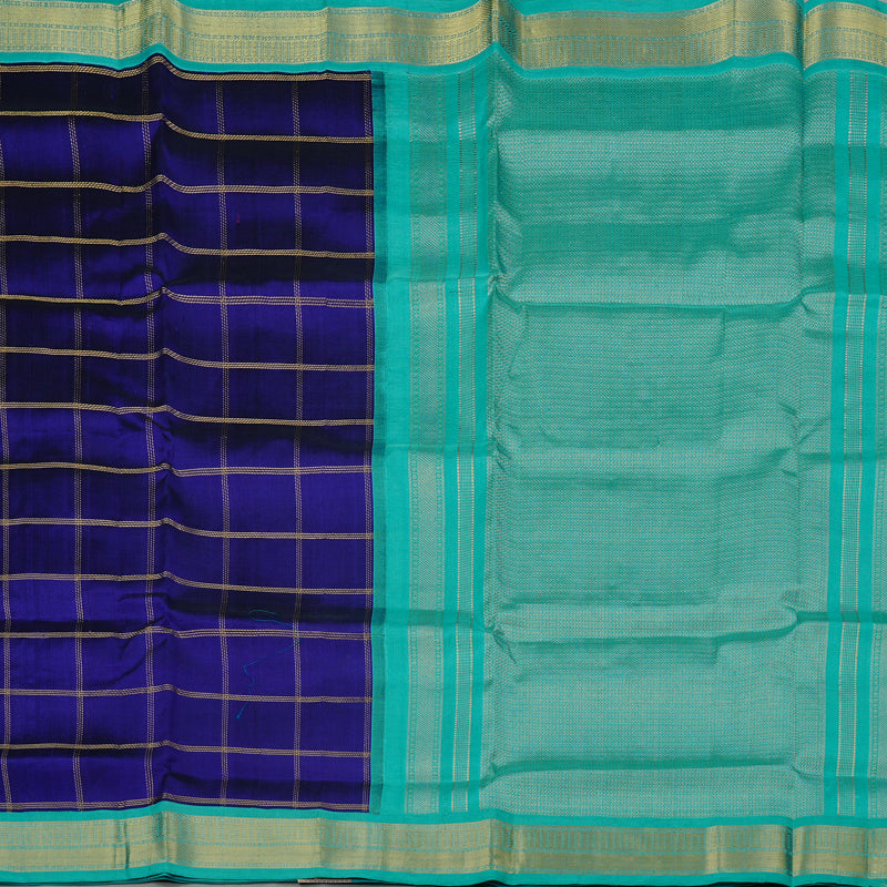 Hayagrivas Blue Handloom Silk Cotton Saree with Sea Blue Border KBE108D4-3