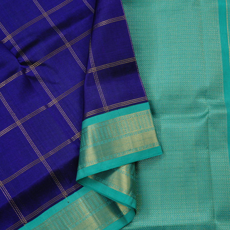Hayagrivas Blue Handloom Silk Cotton Saree with Sea Blue Border KBE108D4-3