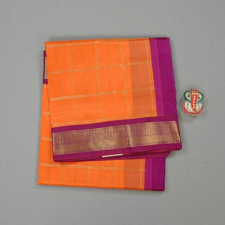Hayagrivas Handloom Pure Silk Cotton Saree in Dazzling Orange KBE108D4-4