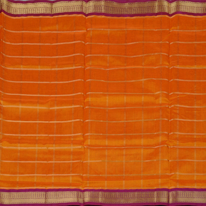 Hayagrivas Handloom Pure Silk Cotton Saree in Dazzling Orange KBE108D4-4